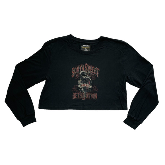 Wrangler Yellowstone Beth Dutton Crop Top Black Size M - Picture 1 of 8